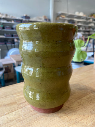 Green Wavy Vase